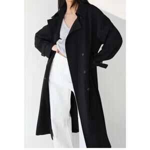 OAK + FORT Black Trench Oversized Coat